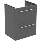 Ideal Standard i.Life S 50cm compact wall hung vanity unit with 2 drawers (separate handles required), quartz grey matt
