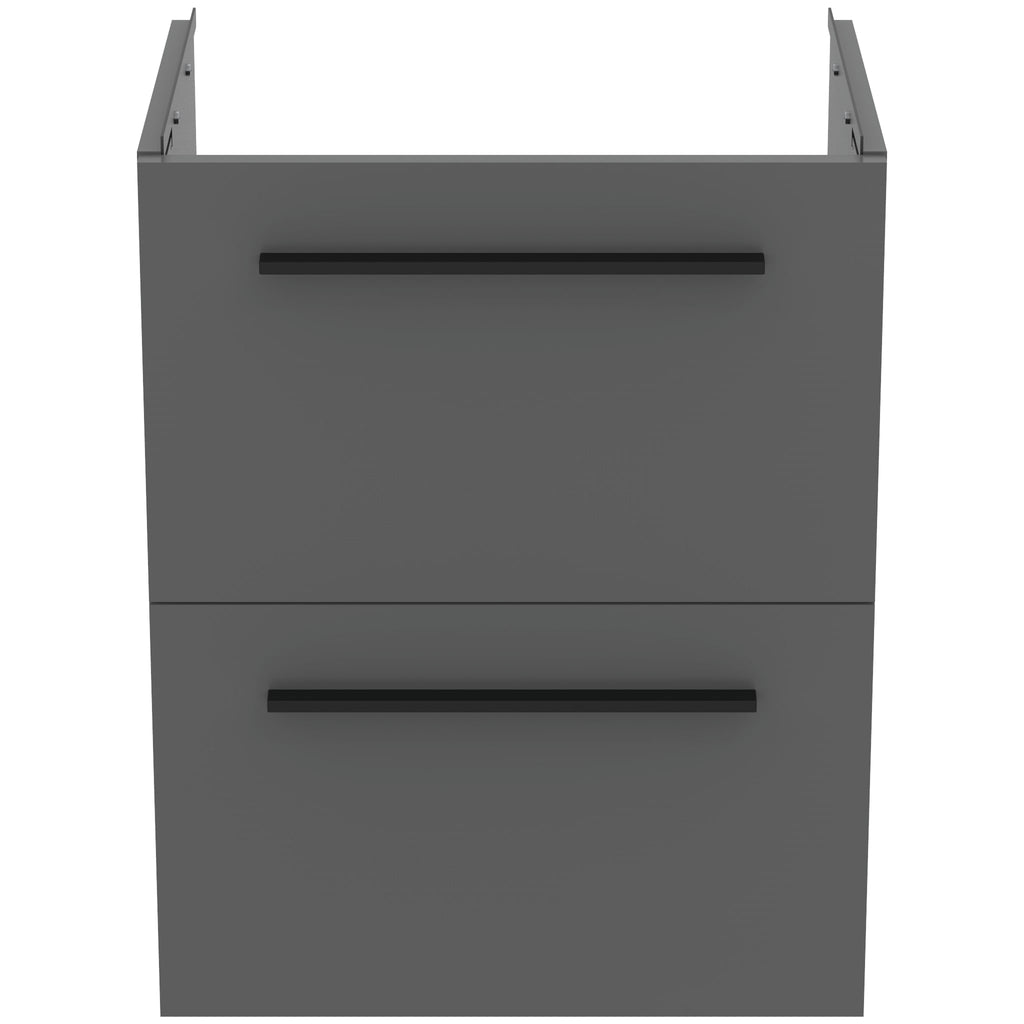 Ideal Standard i.Life S 50cm compact wall hung vanity unit with 2 drawers (separate handles required), quartz grey matt
