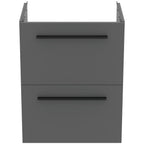 Ideal Standard i.Life S 50cm compact wall hung vanity unit with 2 drawers (separate handles required), quartz grey matt